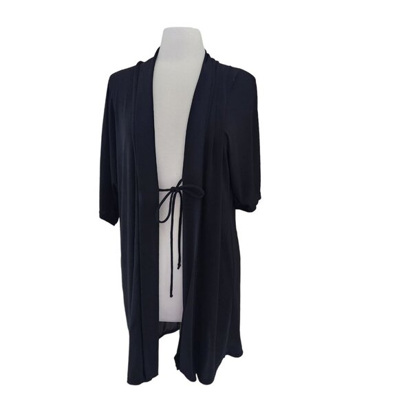 Miraclesuit Swimsuit Coverup Size M‎ Black Cardigan Tie Front Long - Picture 1 of 11
